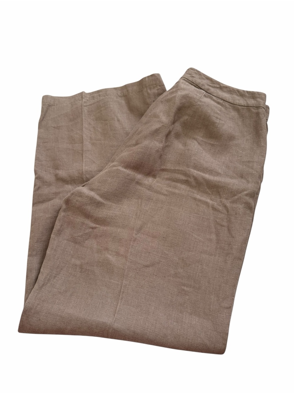 Eileen Fisher 100% Linen Taupe Brown Wide Leg Pants Trousers Size S